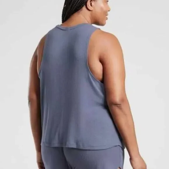 Athleta Well Rested Sleep Tank - Ribbed Blue - Picture 2 of 3